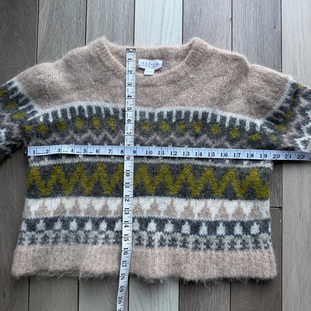 Velvet by Graham & Spencer Alpaca Blend Sweater Fair Isle Size M Cozy - Picture 2 of 5